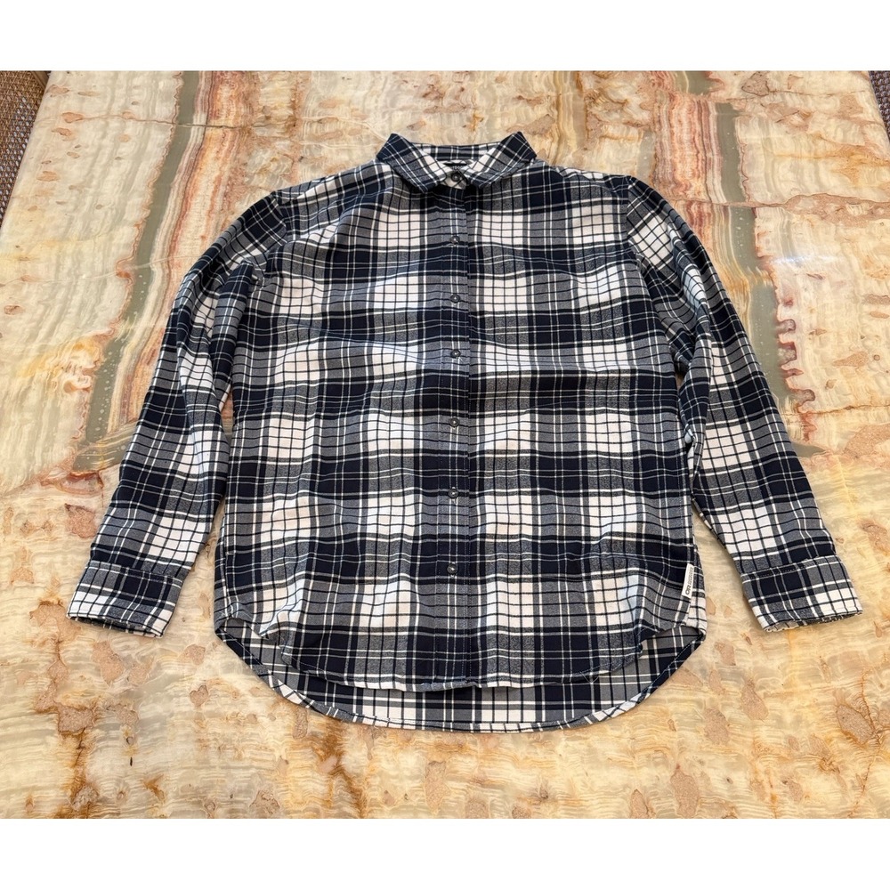 Outdoor Research Flannel Shirt Mens Small Black Gray Plaid Button Up